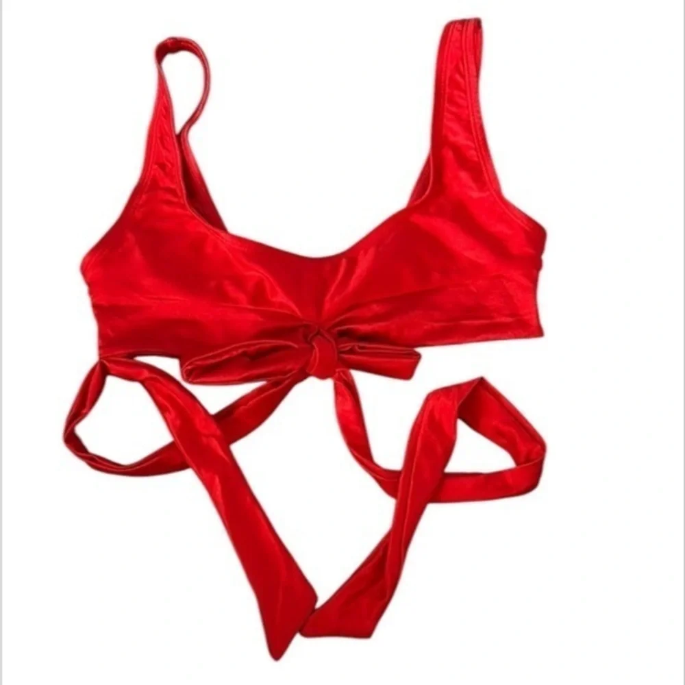 Ris-K Dippin' Daisy's Red Wrap bikini top size S swim swimsuit